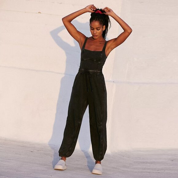Free People Movement Inbound Onesie Jumpsuit Black Gray small - Picture 1 of 11